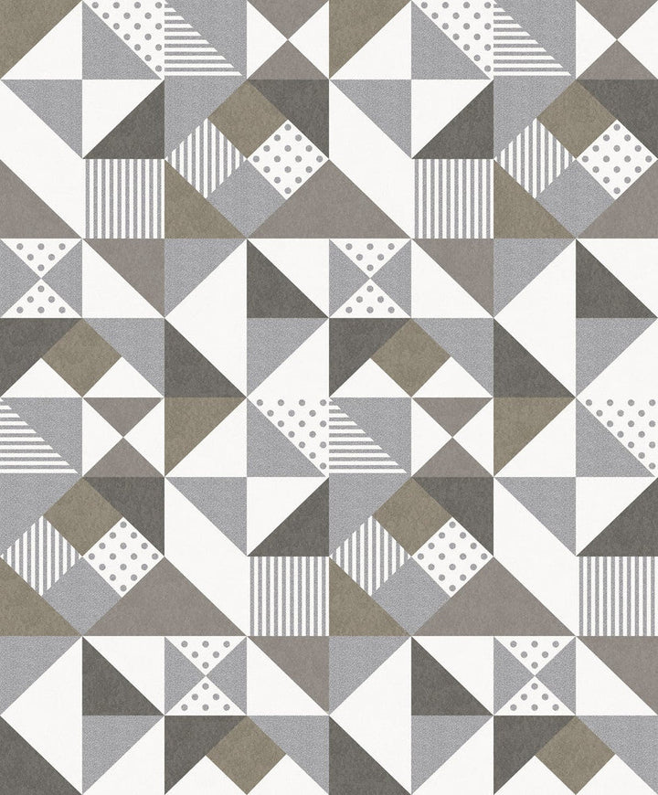 Lozenge Geometric Silver & Antique Bronze KTM1210 by Seabrook Designs Designer Wallpaper