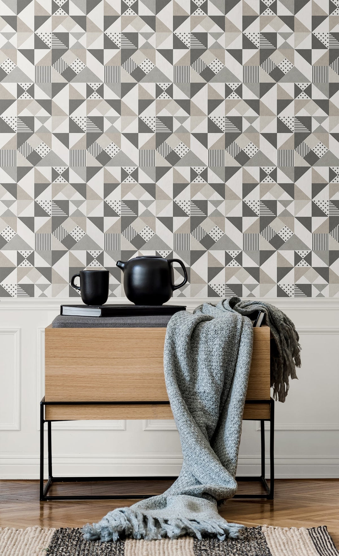 Lozenge Geometric Hammered Steel & Pavestone KTM1220 by Seabrook Designs Designer Wallpaper