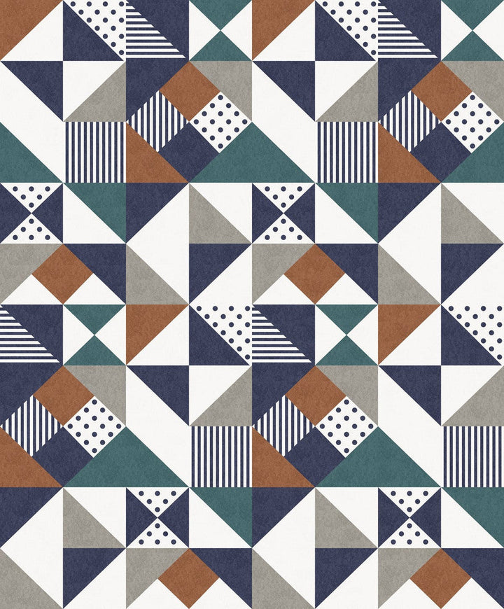 Lozenge Geometric Indigo & Burnt Orange KTM1250 by Seabrook Designs Designer Wallpaper