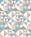 Seabrook Designs Wallpaper Lozenge Geometric Metallic Silver & Perry Teal KTM1270