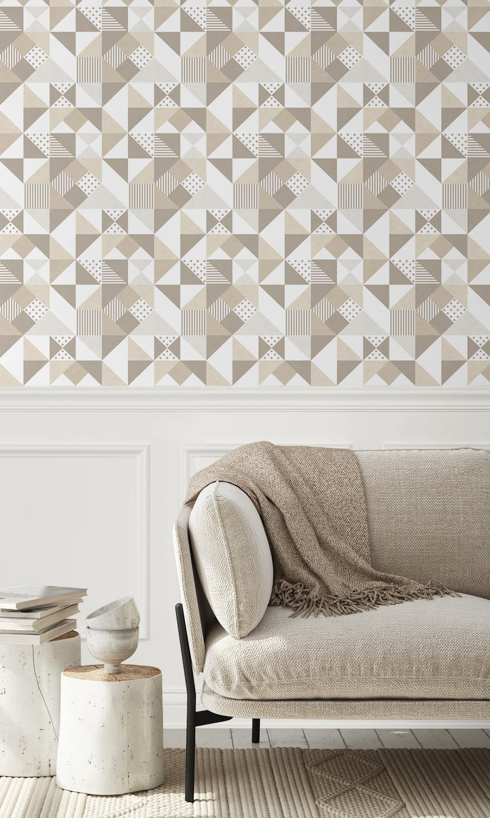 Lozenge Geometric Latte & Dorian Grey KTM1280 by Seabrook Designs Designer Wallpaper