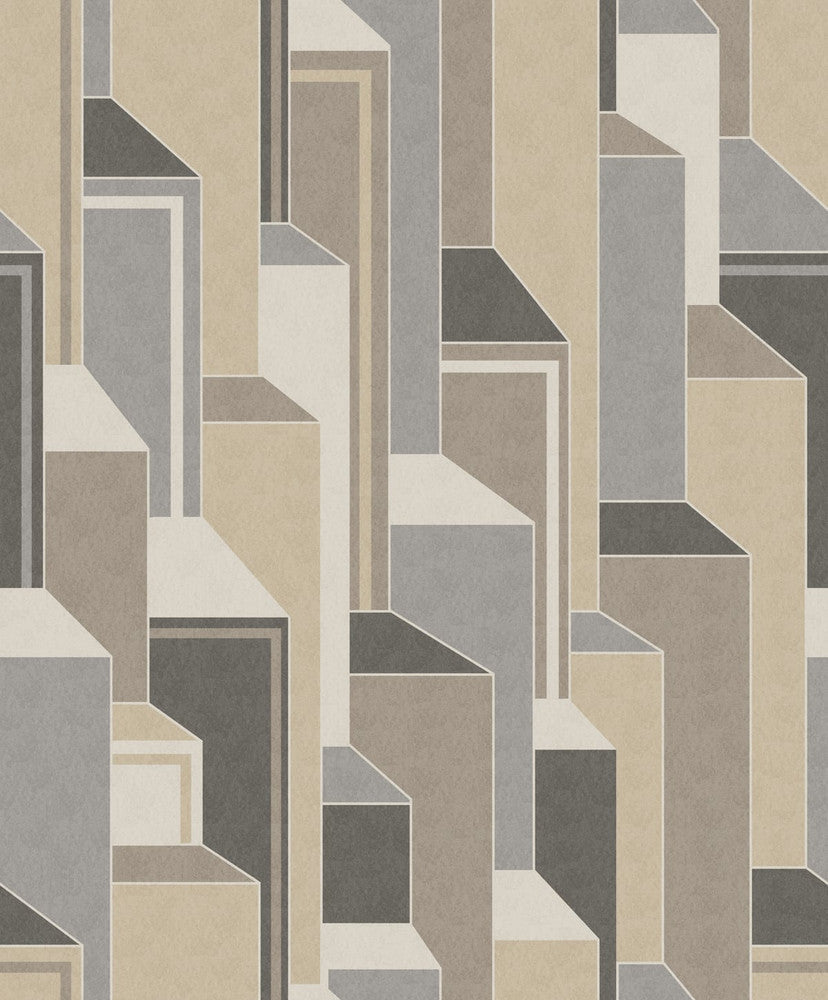 Deco Geometric Latte & Graphite KTM1320 by Seabrook Designs Designer Wallpaper