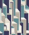 Seabrook Designs Wallpaper Deco Geometric Perry Teal & Indigo KTM1330