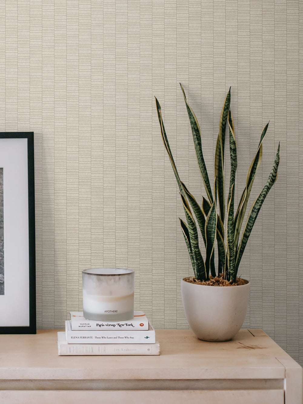 Deco Spliced Stripe Parchment KTM1423 by Seabrook Designs Designer Wallpaper