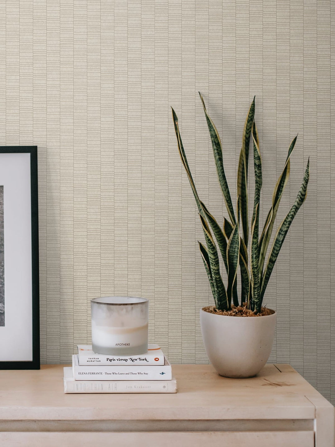 Deco Spliced Stripe Parchment KTM1423 by Seabrook Designs Designer Wallpaper