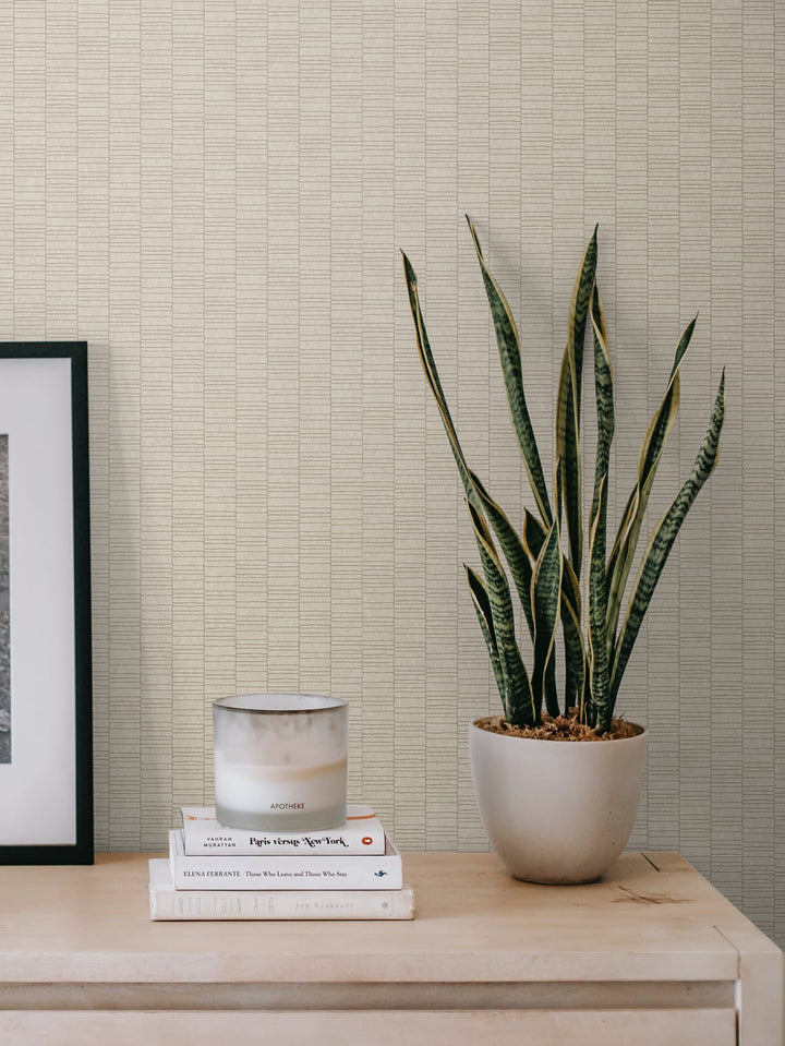 Deco Spliced Stripe Parchment KTM1423 by Seabrook Designs Designer Wallpaper