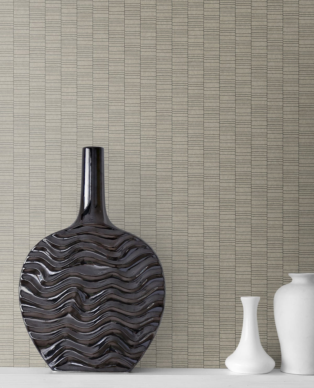 Deco Spliced Stripe Nobel Grey KTM1424 by Seabrook Designs Designer Wallpaper