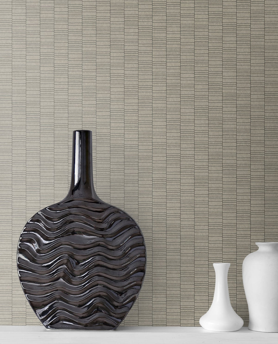 Deco Spliced Stripe Nobel Grey KTM1424 by Seabrook Designs Designer Wallpaper