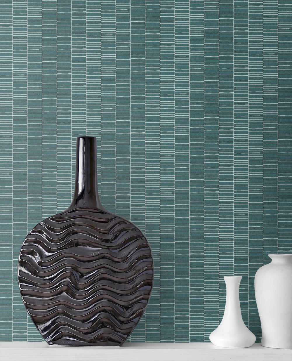 Deco Spliced Stripe Perry Teal KTM1427 by Seabrook Designs Designer Wallpaper