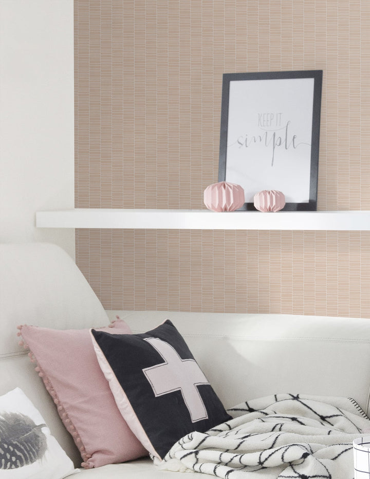 Deco Spliced Stripe Pastel Pink KTM1428 by Seabrook Designs Designer Wallpaper