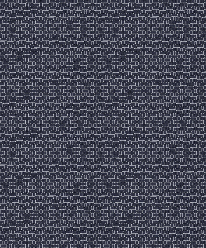 Capsule Geometric Denim Blue & Metallic Silver KTM1617 by Seabrook Designs Designer Wallpaper