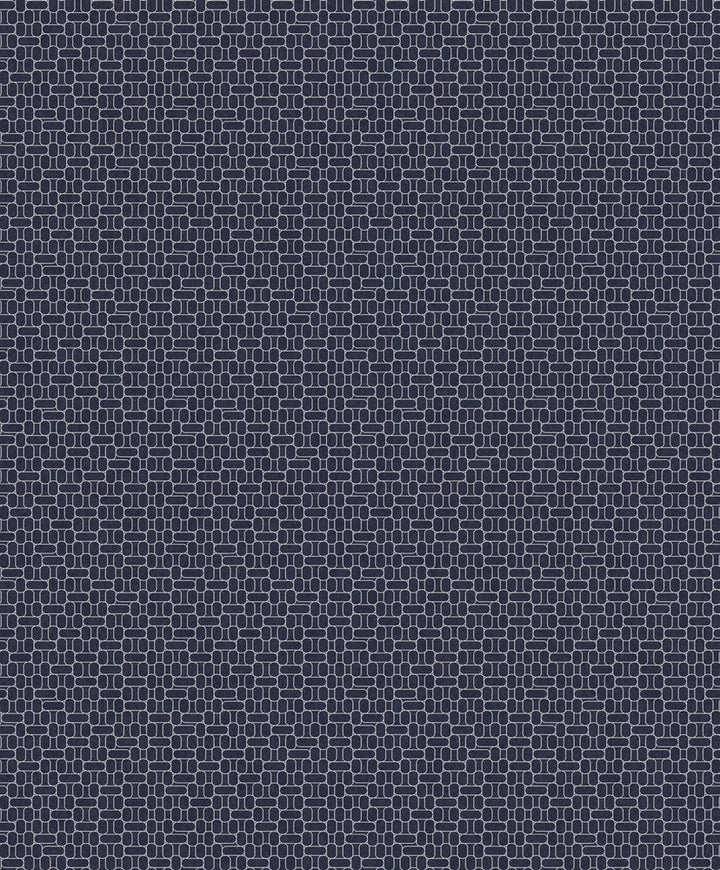 Capsule Geometric Denim Blue & Metallic Silver KTM1617 by Seabrook Designs Designer Wallpaper