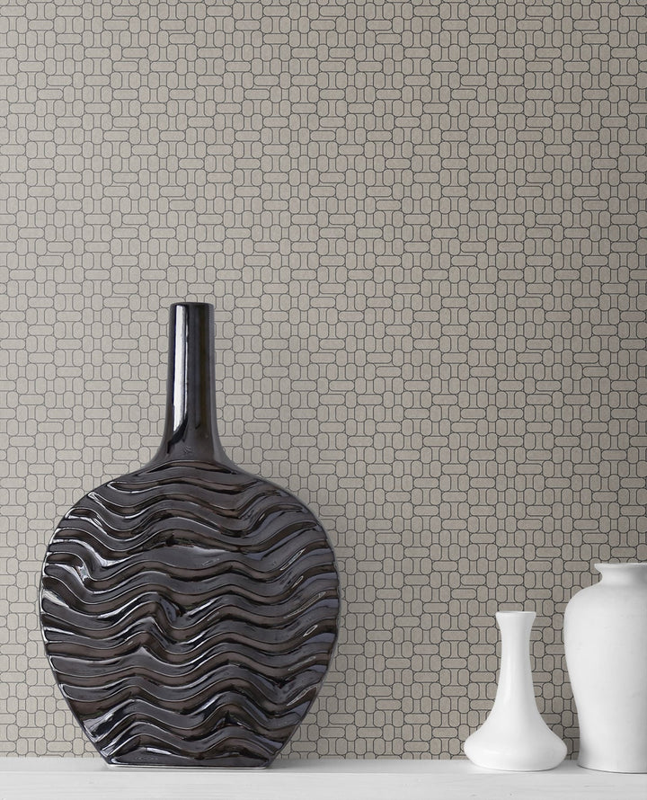 Capsule Geometric Nobel Grey KTM1624 by Seabrook Designs Designer Wallpaper