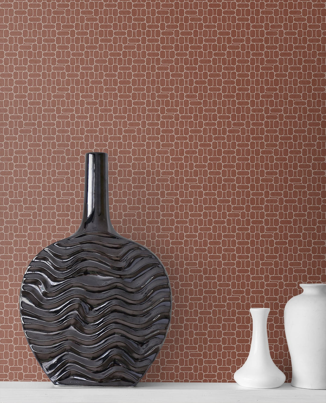 Capsule Geometric Terra Cotta KTM1628 by Seabrook Designs Designer Wallpaper