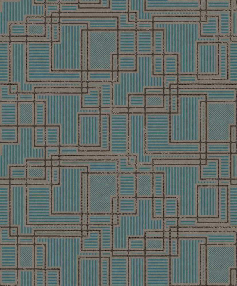 Bauhaus Cityscape Perry Teal & Warm Stone KTM1717 by Seabrook Designs Designer Wallpaper