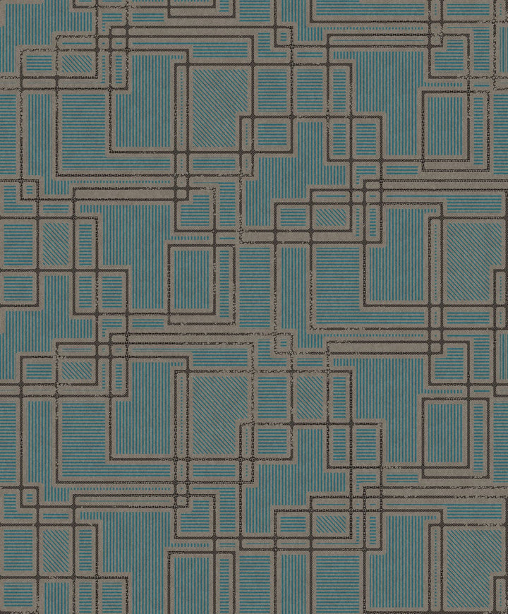 Bauhaus Cityscape Perry Teal & Warm Stone KTM1717 by Seabrook Designs Designer Wallpaper