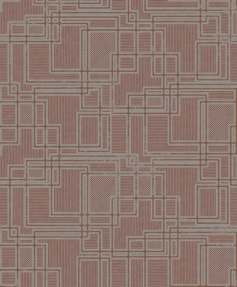 Bauhaus Cityscape Burgundy & Graphite KTM1718 by Seabrook Designs Designer Wallpaper