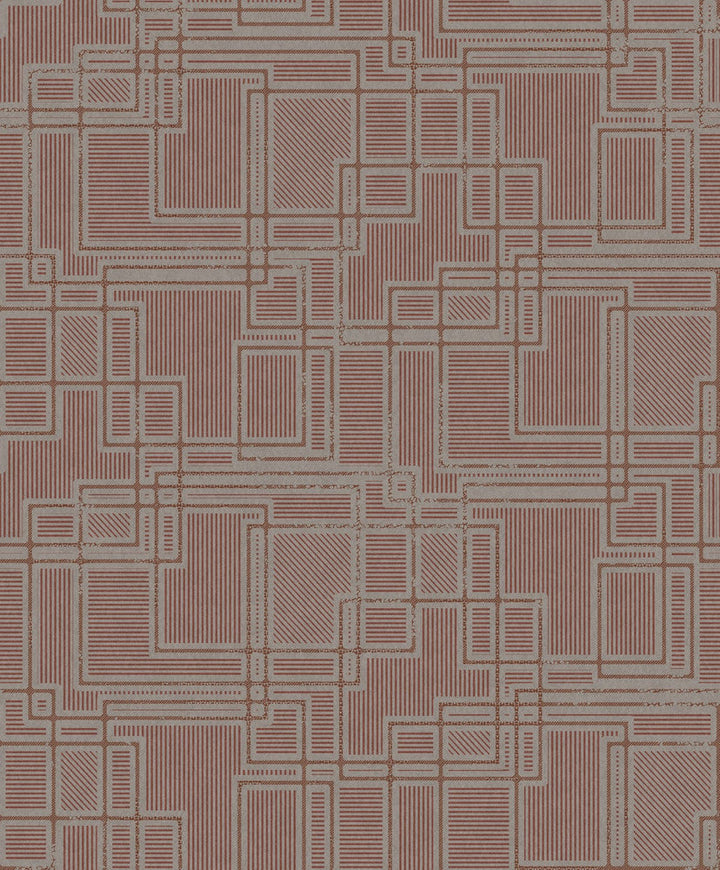 Bauhaus Cityscape Burgundy & Graphite KTM1718 by Seabrook Designs Designer Wallpaper