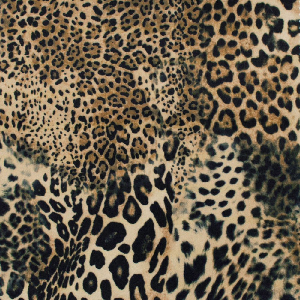 Kingdom Leopard Black/Tan by Europatex Designer Fabric Kingdom 100% Polyester 57.00 inches - Swanky Fabrics -