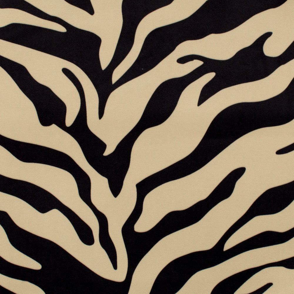 Kingdom Zebra Black/Tan by Europatex Designer Fabric Kingdom 100% Polyester 57.00 inches - Swanky Fabrics -