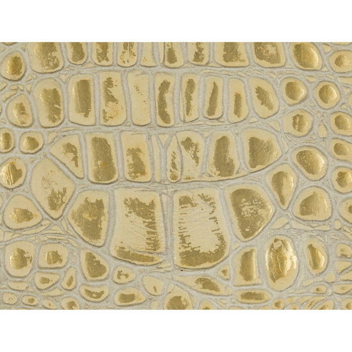 Gator White Gold by Kravet Couture Designer Fabric MODERN LUXE LEATHER - 100% United States Horizontal: 13 and Vertical: 23 - Swanky Fabrics -