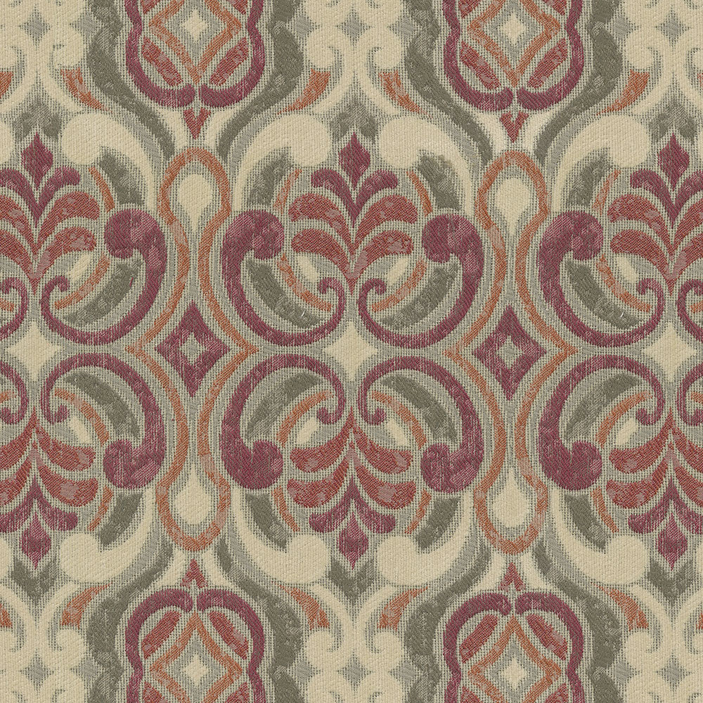 Ogee 14 Rouge by ABBEYSHEA Designer Fabric 100% Polyester China 80,000 Double Rubs (Wyzenbeek) </p><p>Repeat: Horizontal: 13.5" (34.2 cm) Up the Roll and Vertical: 6.75" (17.1 cm) Across the Roll 54" (137 cm) - Swanky Fabrics -