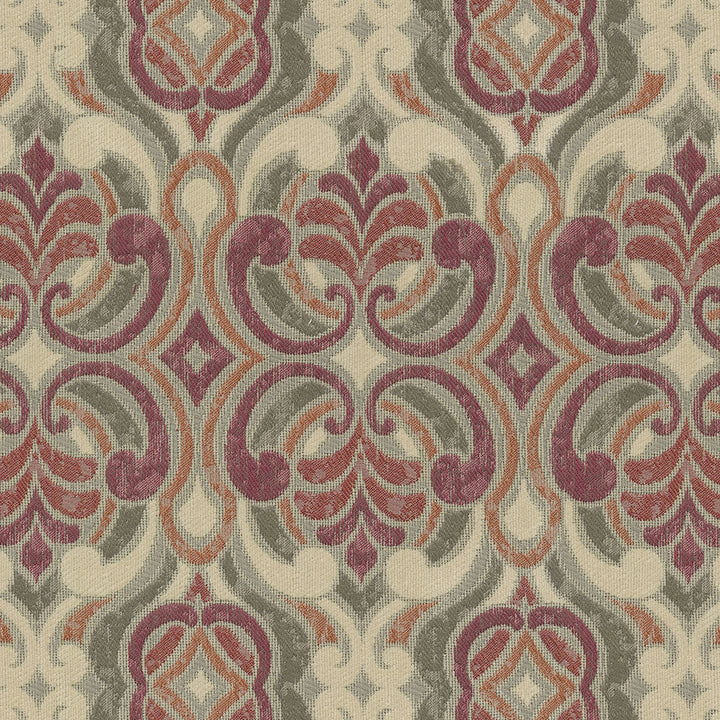 Ogee 14 Rouge by ABBEYSHEA Designer Fabric N/A 100% Polyester China 45,000 Double Rubs </p><p>Repeat: Horizontal: 14.5" (36.8 cm) Across the Roll and Vertical: 25.0" (63.5 cm) Up the Roll 56" (142 cm) - Swanky Fabrics -