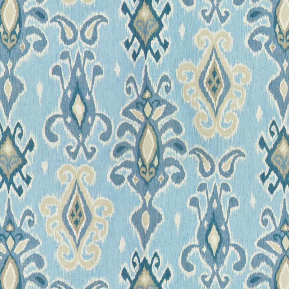 Latten 1 Spray by Stout Designer Fabric Rainbow Library Porcelain/Royal 100% Cotton TURKMENISTAN WYZENBEEK 12 000 DOUBLE RUB WEAR TEST (MEDIUM DUTY) Horizontal: 13.5 and Vertical: 27 54 in - Swanky Fabrics -