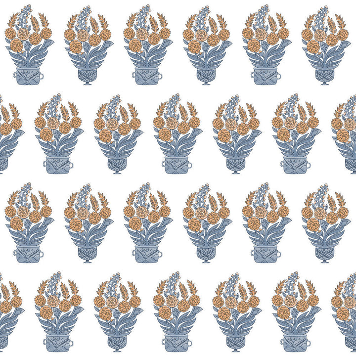 Celorio Wp Azul/Teja by Gaston Y Daniela Designer Wallcovering LORENZO CASTILLO V PAPER - 100% Spain - Horizontal: 0 and Vertical: 10.4 20.8 - Swanky Fabrics -