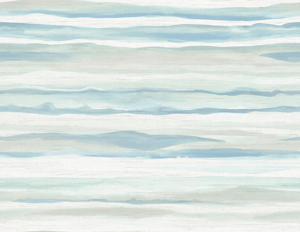 Kentmere Waves Sky Blue and Off-White LG90202 by Seabrook Designs Designer Wallpaper