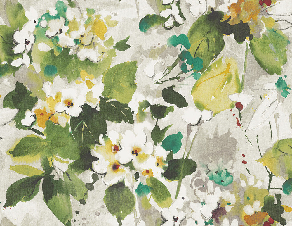 Chambon Moss Green, Gray, and Orange LG90304 by Seabrook Designs Designer Wallpaper