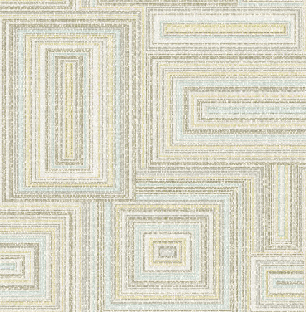 Attersee Squares Tan, Beige, and Ice LG90505 by Seabrook Designs Designer Wallpaper