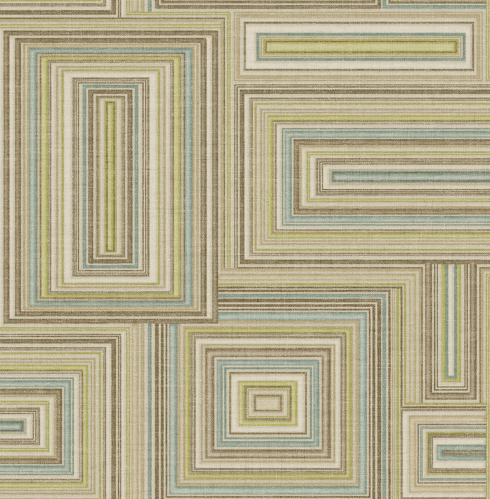 Attersee Squares Turquouse, Lime Green, and Oat LG90507 by Seabrook Designs Designer Wallpaper