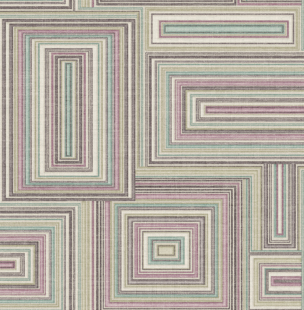 Attersee Squares Purple Haze, Charcoal, and Baby Blue LG90509 by Seabrook Designs Designer Wallpaper