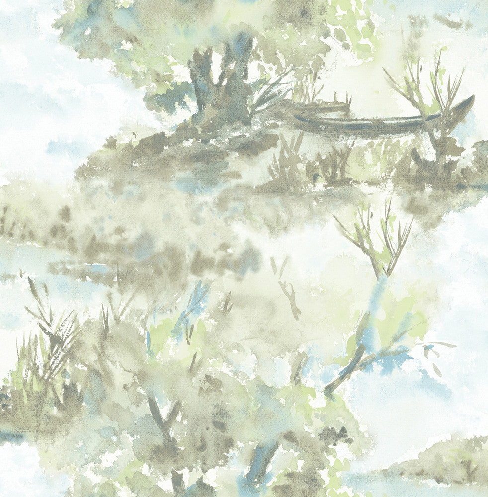 Attersee Baby Blue and Greige LG90604 by Seabrook Designs Designer Wallpaper