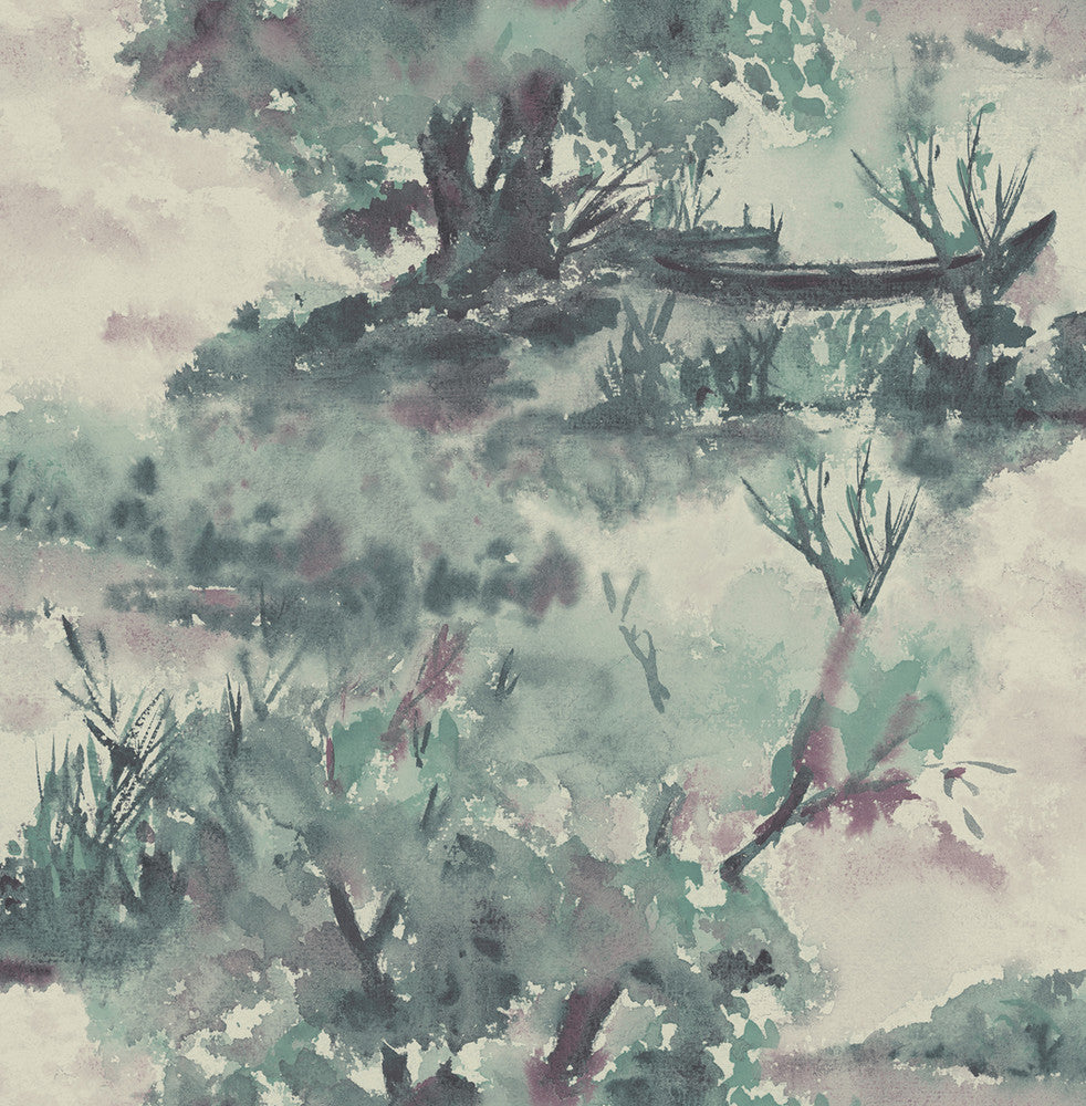 Attersee Spruce and Wine LG90609 by Seabrook Designs Designer Wallpaper