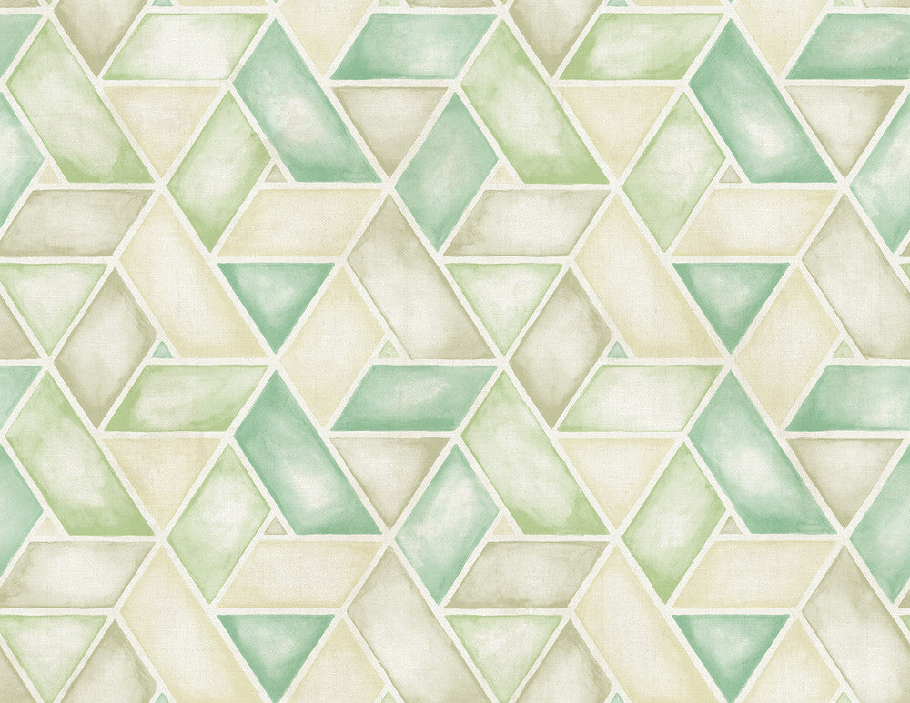 Kentmere Geo Mint, Spruce, and Off-White LG91304 by Seabrook Designs Designer Wallpaper
