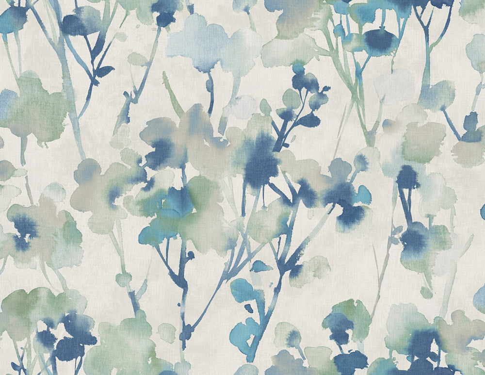 Faravel Prussian Blue, Greige, and Off-White LG91402 by Seabrook Designs Designer Wallpaper
