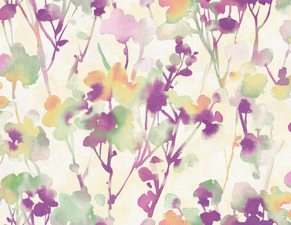Faravel Purple, Mint, and Orange LG91409 by Seabrook Designs Designer Wallpaper