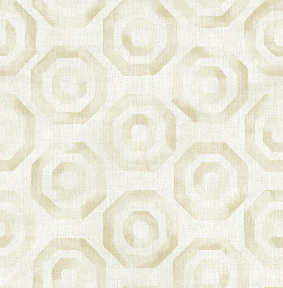 Faravel Geo Gold and Off-White LG91505 by Seabrook Designs Designer Wallpaper