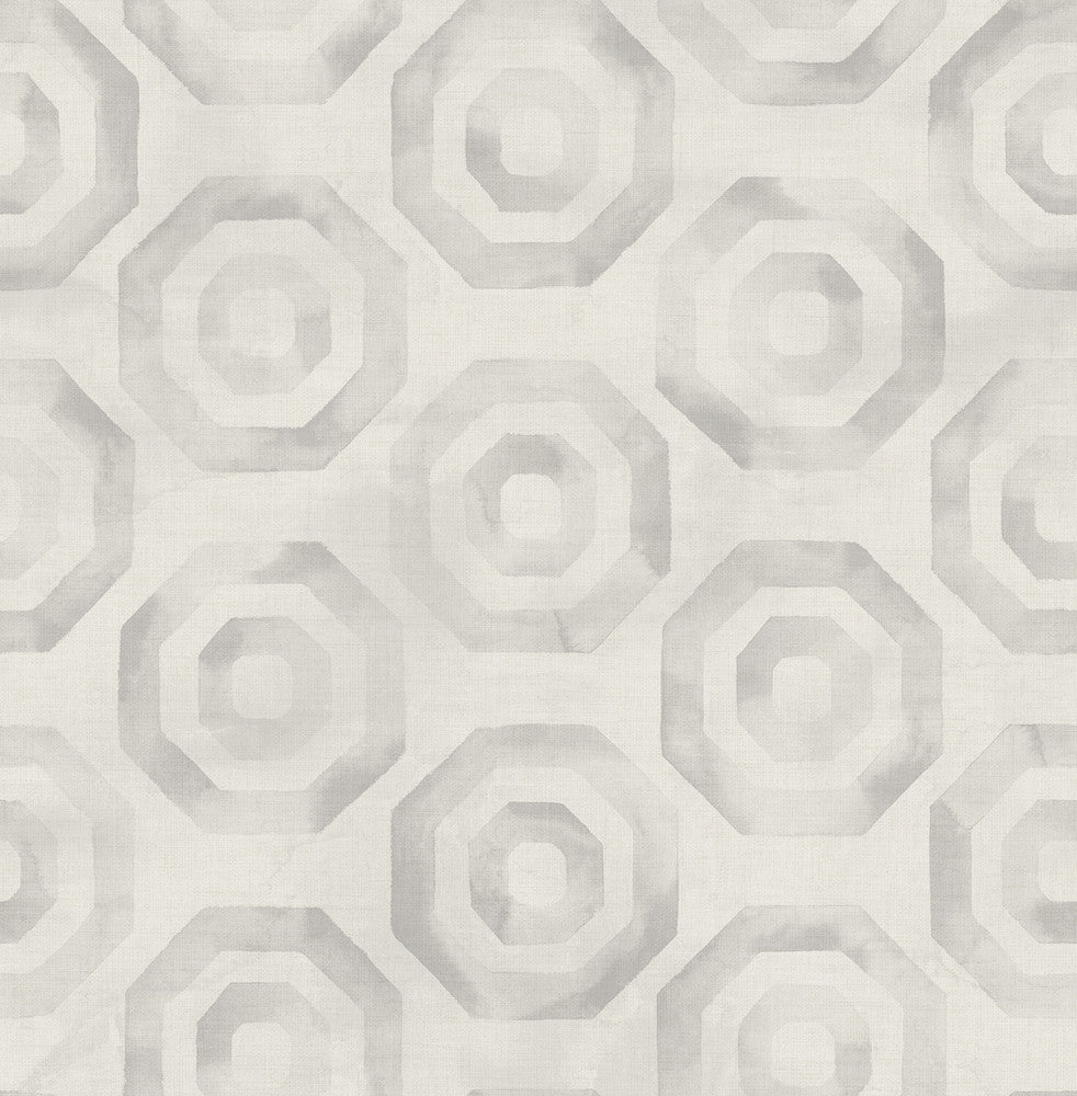 Faravel Geo Light Gray and Off-White LG91512 by Seabrook Designs Designer Wallpaper