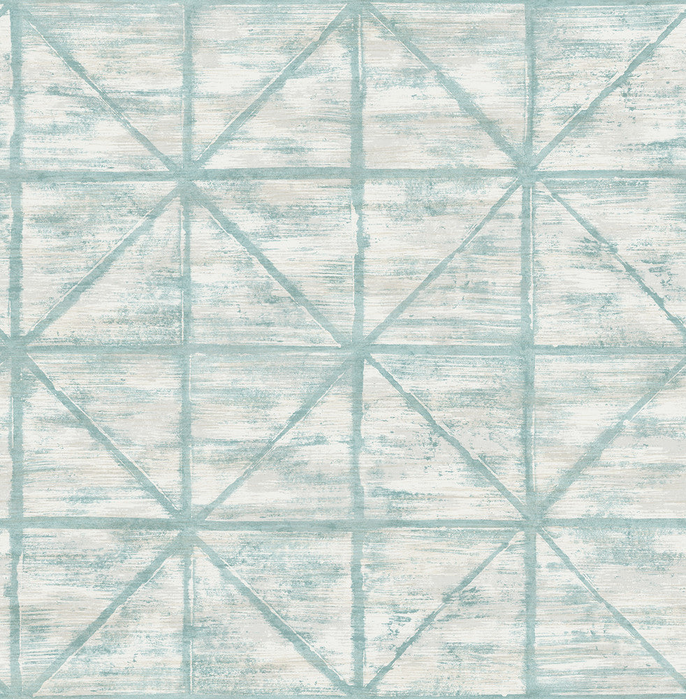Ness Teal and White LG91604 by Seabrook Designs Designer Wallpaper