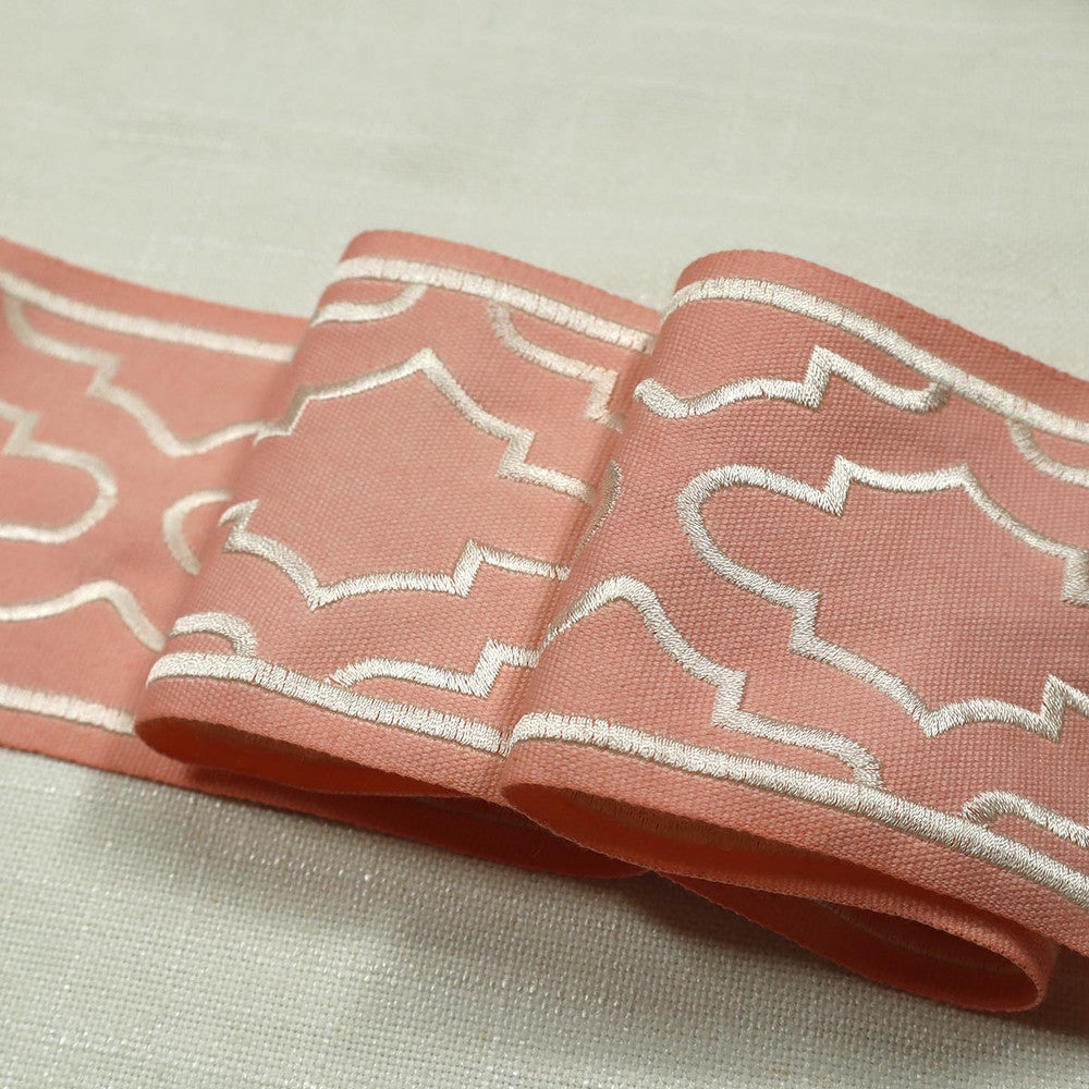 Lindy Emb Tape Pink by Magnolia Designer Trim - 100% Cotton, Emb Viscose India Horizontal: and Vertical: 4 - Swanky Fabrics -