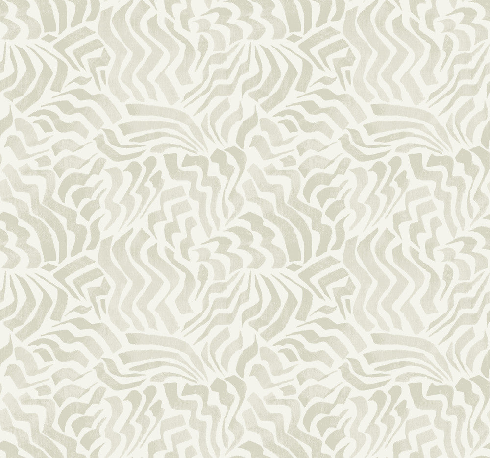 Zora Wave Light Grey Wallpaper by Lemieux et Cie Designer Lemieux et Cie Signature Covers about 60.8 square feet 27-in by 27-ft long roll Unpasted 25.25 - Swanky Fabrics -
