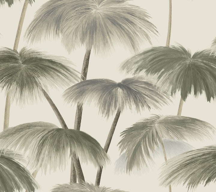 Plein Air Palms Vintage Wallpaper by Lemieux et Cie Designer Lemieux et Cie Signature Covers about 60.8 square feet 27-in by 27-ft long roll Unpasted 24 - Swanky Fabrics -