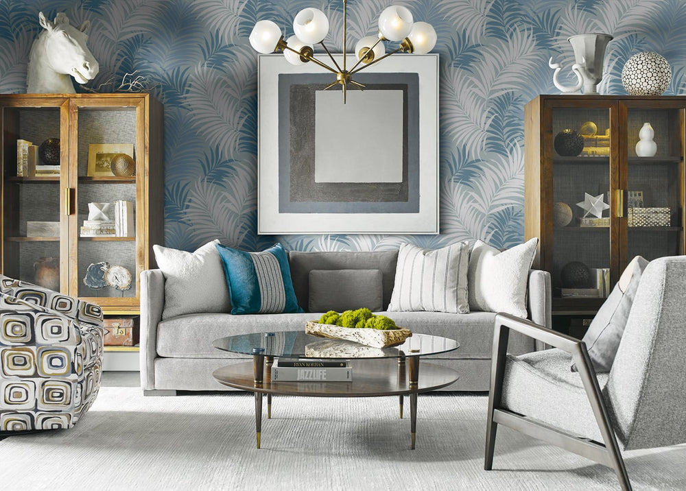 Via Palma Blue Frost, Carolina Blue, and Air Force Blue LN10102 by Lillian August Designer Wallpaper