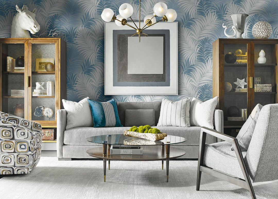Via Palma Blue Frost, Carolina Blue, and Air Force Blue LN10102 by Lillian August Designer Wallpaper