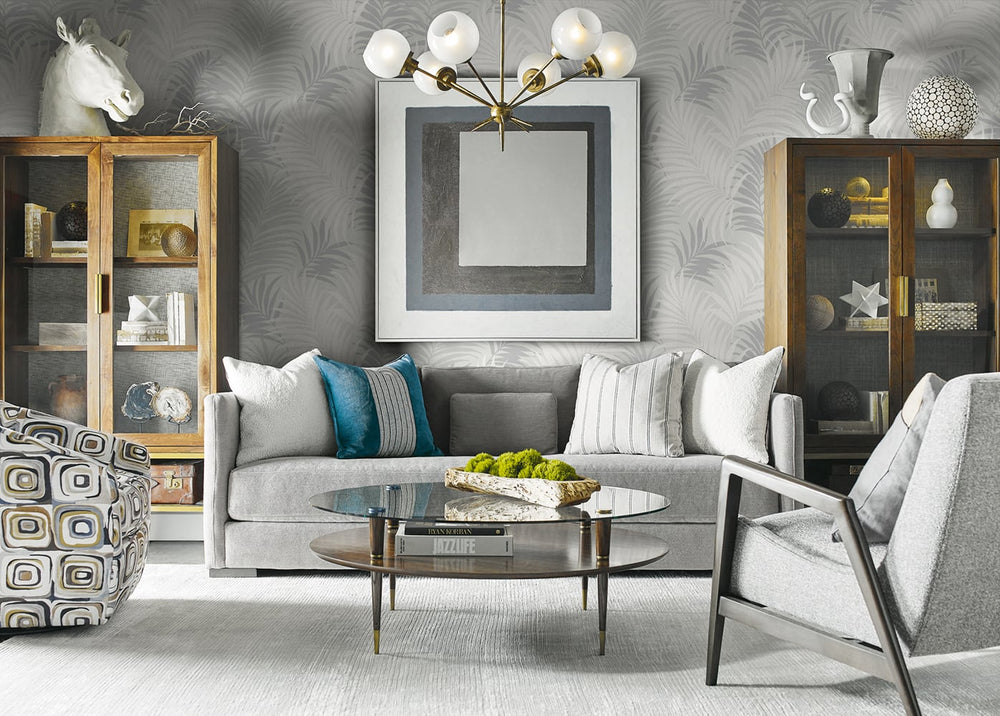 Via Palma Cove Gray and Winter Fog LN10108 by Lillian August Designer Wallpaper