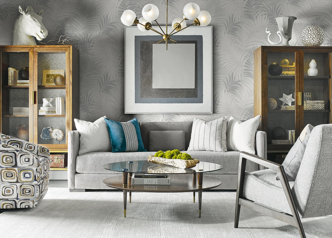 Via Palma Cove Gray and Winter Fog LN10108 by Lillian August Designer Wallpaper