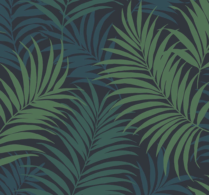 Via Palma Midnight Blue, Juniper, and Spearmint LN10112 by Lillian August Designer Wallpaper